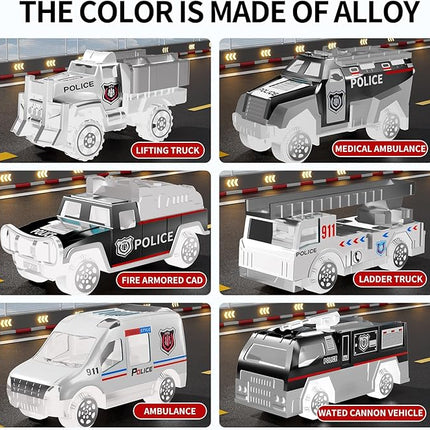 Toddler Boys Toys for 3 4 5 6 Years Old, Police Truck Vehicle Toy Set with Play Mat and Die-Cast Toy Car, Transport Carrier Truck for Kids, Birthday Gifts Toys for 3 4 5 6 7 8+ Year Old Boys