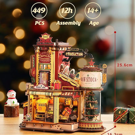 ROKR 3D Wooden Puzzle for Adult - Gift Factory Mechanical Model Kit with Music & Lights, 449pcs Adult Wooden Puzzles, DIY Building Toy for Teens & Adults