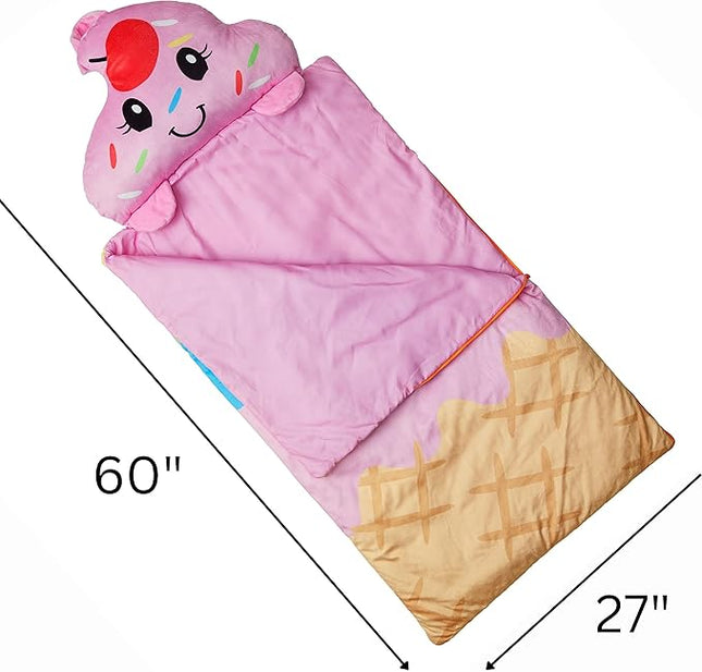 Kid's Nap Buddies Character Preschool Nap Mat, Toddler Sleeping Bag with Pillow for Daycare, Ages 3+