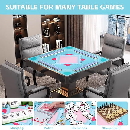 Mahjong Mat, No Creases Mahjong Mat for Table, 31.5x31.5 Inch Anti Slip Noise Reduction Mah jongg Mat, Mahjong Gifts with Carrying Bag, Mahjong Table Mat for Dominoes, Poker, Card, Board Games (Green)