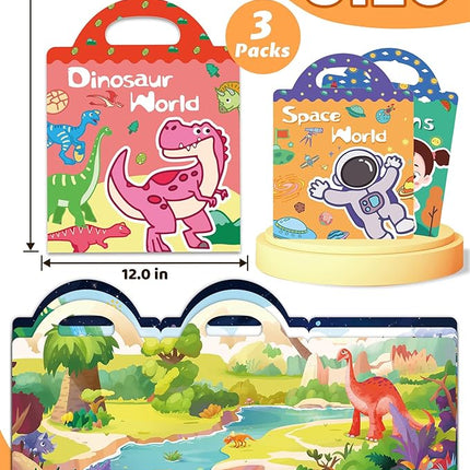 Reusable Sticker Book for Toddlers 2-4 Years, Stickers for Kids, Toddler Sticker Book Ages 1-3, Toddler Craft Activities, Toddlers Travel Toys Ages 2+ Boy Girl Birthday Gifts