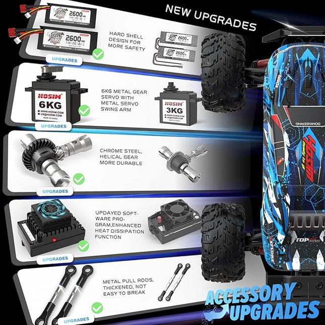 Hosim Brushless RC Cars, 1:10 68+ KMH High Speed Remote Control Car for Adults Boys, 4X4 All Terrains Waterproof Off Road Hobby Grade Large Fast Racing Buggy Toy Gift Monster Trucks