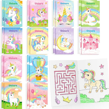 BenLouis 24 Pcs Unicorn Mini Coloring Books Kids Rainbow Party Favors Small Activity Books Bulk for Kids Unicorn Birthday Goodie Bags Stuffers Return Gifts Classroom Travel