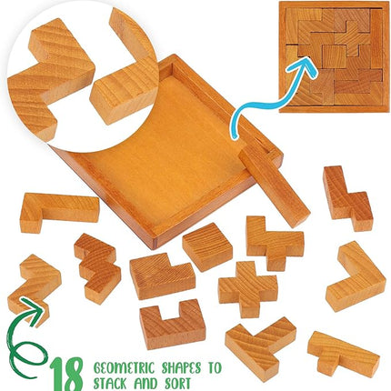 Wooden Brain Teaser Puzzles for Kids Children & Adults. New Level of Challenge for Those who Love Good Mental Workout