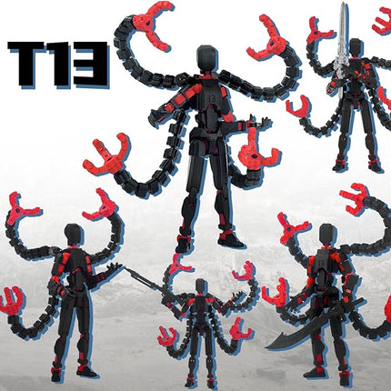 Assembly Completed T13 Action Figure 3D Printed Multi-Jointed Movable T13 Lucky 13 Dummy 13 Nova 13 Robot 13 Action Figure Desktop Decorations for Game Lovers