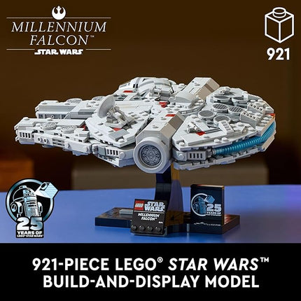 LEGO Star Wars Millennium Falcon A New Hope 25th Anniversary Collectable Model - DIY Building Sets for Adults, Men & Women, Ages 18+ - Comes with Display Stand - Star Wars Gift - 75375