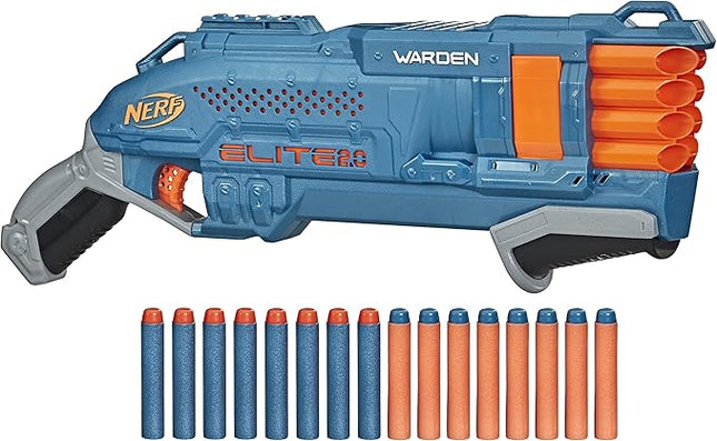 Nerf Elite 2.0 Warden DB-8 Blaster, 16 Official Nerf Darts, Blast 2 Darts at Once, Tactical Rail, Slam Fire