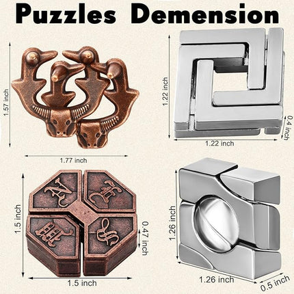 Wettarn 9 Pcs Metal Brain Teaser Puzzles Teaser 3D Steel Puzzle for Adults Unlock Interlocking Games IQ Education Smart Logic Test Toys for Adults Mind Challenge(Diverting Style)