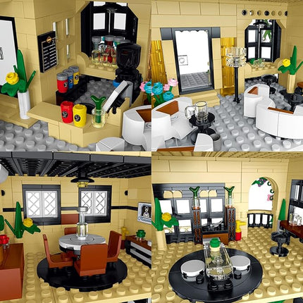 City Cafe Architecture Building Kit with LED Lights,3 Levels City Cafe Model Building Blocks Toy,for 12+Age Teen,Adult（1443 Pieces）