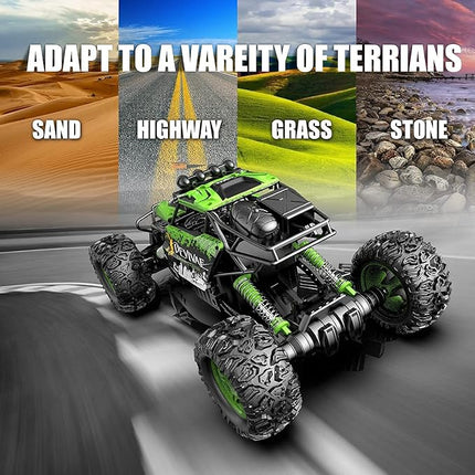 CROBOLL 1:12 Large RC Cars for Boys with Upgraded Lifting Function, 2.4GHz 4WD Remote Control Car Toy Gifts 20km/h Monster Truck for Kids, All Terrain RC Truck for 60Min Play(Green)
