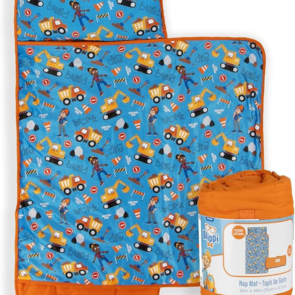 Jay Franco Kids Nap Mat with Embedded Pillow & Blanket – Soft 46"x20" Microfiber Sleeping Bag with Name Tag & Handle