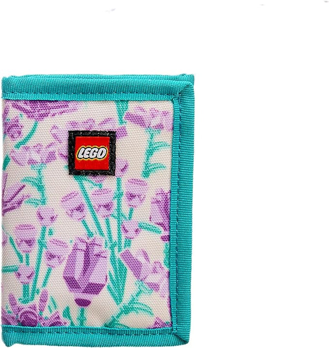 LEGO Trifold Wallet, Kids Unisex Wallet for Boys and Girls, with Clear ID Window, Card and Cash Pockets and Secure Hook and Loop Closure, Purple Bouquet