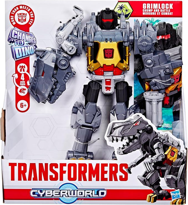 Transformers Cyberworld Grimlock Chomp & Battle 9-Inch Action Figure, Quick Change to Dino Mode, Robot Toys for Boys & Girls 6+ Years