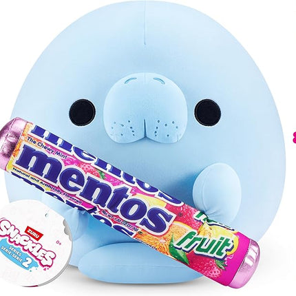 Snackles Series 2 8-inch by ZURU Cuddly Squishy Comfort 8-inch Plush with Licensed Snack Brand Accessory (Sea Cow&Mentos Fruit)