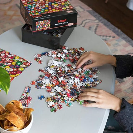 Got Caps? Soda Bottle Cap Puzzle for Adults and Kids | Difficult 1000 Piece Jigsaw Puzzle Toy | Fun Quarantine Gift | Interactive Brain Teaser Challenge for Game Night | 29 x 20 Inches