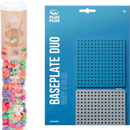 PLUS PLUS 240 Piece Interlocking Building Blocks for Kids, Open Ended Connecting Toys, STEM Bin Mini Manipulatives - Pearl Mix Play Tube & Baseplate