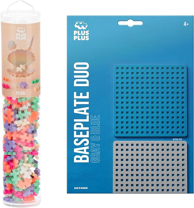 PLUS PLUS 240 Piece Interlocking Building Blocks for Kids, Open Ended Connecting Toys, STEM Bin Mini Manipulatives - Pearl Mix Play Tube & Baseplate