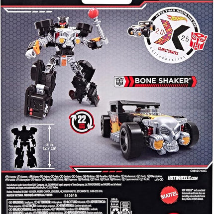 TRANSFORMERS Collaborative Hot Wheels x Bone Shaker, Deluxe Class 5-Inch Robot Action Figure Converts to Car, Car Toys for Ages 8+