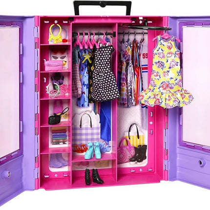 Barbie Fashionistas Ultimate Closet Portable Fashion Toy with Doll, Clothing, Accessories and Hangers, Gift for 3 Years Old and Up