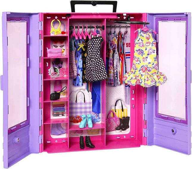 Barbie Fashionistas Ultimate Closet Portable Fashion Toy with Doll, Clothing, Accessories and Hangers, Gift for 3 Years Old and Up