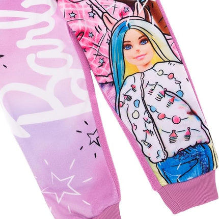 Barbie Girls Onesie | Young Ladies Pink Sketch Doll Hooded All in One Sleepsuit Pajama | Kids Colorful Character Bodysuit PJs