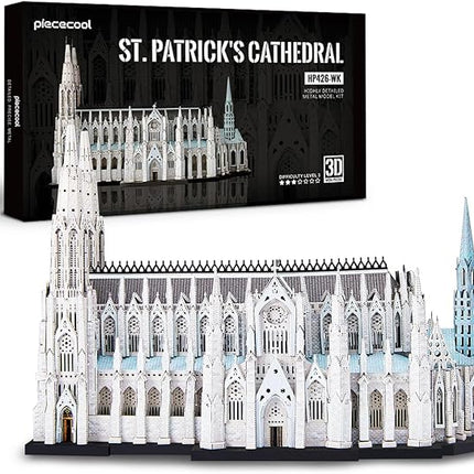 Piececool 3D Metal Puzzles for Adults, St. Patrick's Cathedral Model Kits,New York Cathedral Architecture Building Kits, DIY Hobbies Crafts for Adult Family Time,Home Decor Best Gifts