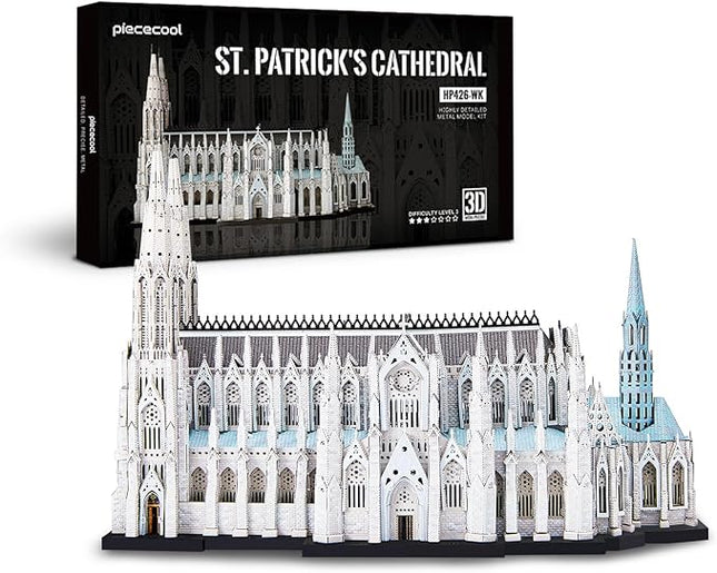 Piececool 3D Metal Puzzles for Adults, St. Patrick's Cathedral Model Kits,New York Cathedral Architecture Building Kits, DIY Hobbies Crafts for Adult Family Time,Home Decor Best Gifts
