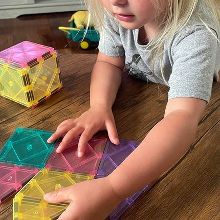 CreateOn Crayola Magnetic Tiles, Building Set for Kids, Magnetic Building Toys for Kids, STEM Travel, Gift for Boys and Girls Ages 3+, 14-Piece Set (Pastel)