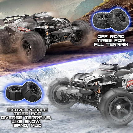 1:14 Scale All Terrain RC Cars for Adults & Boys (HS14323), Max Fast 40+ KPH, 4WD Off-Road RC Truck for Snow & Sand & Mud, 4X4 Waterproof Remote Control Car with 2 Rechargeable Batteries