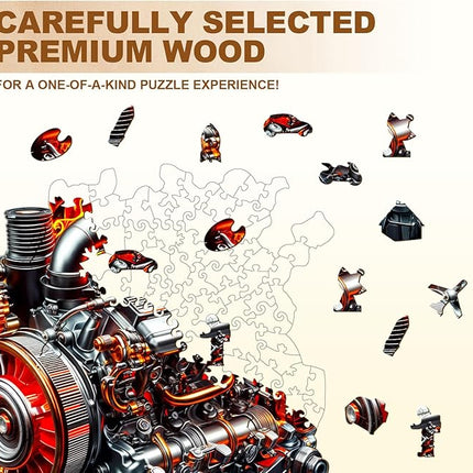 Wooden Puzzles for Adults, Wooden Jigsaw Puzzles for Adults Kids, Ironclad Dynamo Unique Shaped Wood Puzzles Adult, Creative Gifts for Friends Family Game, Home Decor(11.4 * 10.7in 180pcs)