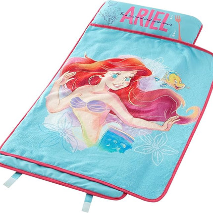 Super Soft Plush Toddler Quilted Nap Mat with Built in Blanket and Pillow