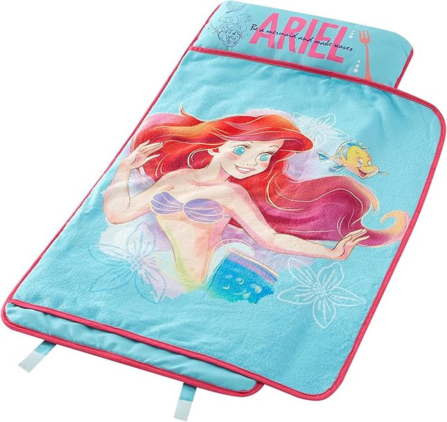 Super Soft Plush Toddler Quilted Nap Mat with Built in Blanket and Pillow