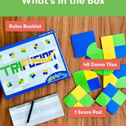 SimplyFun Trifusion – Visual Mapping Strategy Board Game for Kids, 2-4 Players, Ages 8 and Up – Spatial Reasoning, Pattern Recognition & Planning – 30 Min Playtime – STEM Board Game