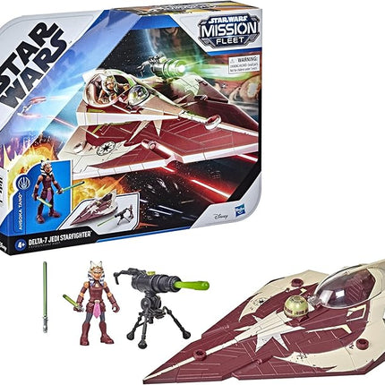 STAR WARS Toys Mission Fleet Ahsoka Tano Delta-7 Jedi Starfighter, Starfighter Strike 2.5-Inch-Scale Figure and Vehicle, Ages 4 and Up, (F3790)