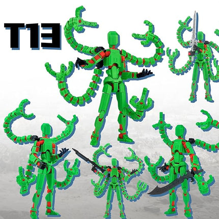 Already Assembled T13 Action Figure Accessories,Dummy 13 T13 Multi-Jointed Movable,for Collectors Desktop Decorations t-13 Movability 3D Printed Toys (Green)