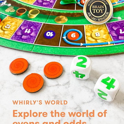 SimplyFun Whirly’s World - Educational Board Game for Kids - Math Game to Teach Concept of Even & Odds - 2-6 Players, Ages 6 & Up