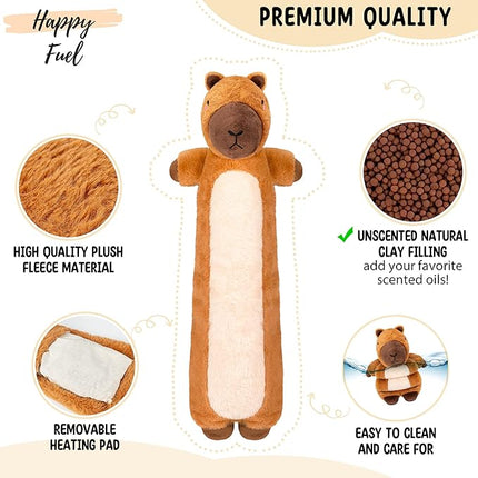 Capybara Microwavable & Weighted Stuffed Animals - Unscented Heatable Plush Doll, Cute Capybara Plush Toys Gifts for Girls Boys and Kids, Happy Fuel