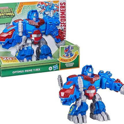 Transformers Dinobot Adventures Optimus Prime T-Rex Converting Toy with Lights and Sounds, 9+ Inch Action Figure, Ages 3 and Up (Amazon Exclusive)