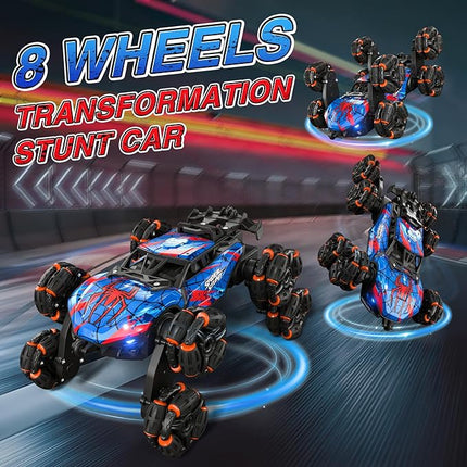 Sunrad 8WD Gesture Sensing RC Stunt Car with Spray & Light & Music for Kids Age 6-8-13, Spider Hand Remote Control Car 2.4Ghz Double-Sided Climbing Drift RC Car Toys Birthday Gift for Boys