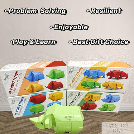 Lynette's Toys Lenged of Zanghai Tranditional Chinese LUBAN Lock 3D Puzzle Animal - Creative Interlocking Toy,Brain Teaser for Kids Aged 6+ Toy, Brain Bolt, Montessori (Rhino)