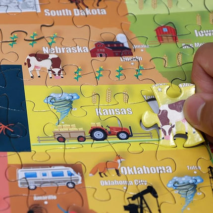 Think2Master Colorful United States Map 500 Pieces Large Format Jigsaw Puzzle for Kids 12+, Teens, Adults & Families. Great Gift for stimulating Interest in The USA Map. Size: 26.8” X 18.9”