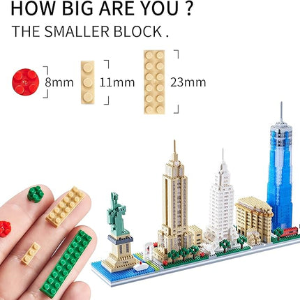City Architecture New York Skyline Micro Building Blocks Set for Adults NYC Skyline Collection Model Kit for Teens Kids Age of 14+ 3452 Pieces