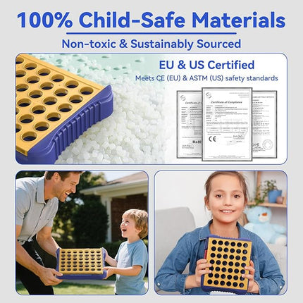 4 in a Row Game Large, Board Game for Kids, Four in a Line, Line Up 4, Classic Family Fun Games for 3 4 5 6 7 8 9+ Year Old Children Boys Girls Adults Yellow (6 Spare Discs Included)