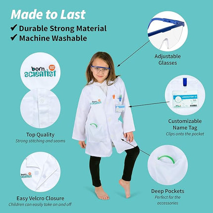 Born Toys Science Kit for Kids Ages 5-8, Includes Experiments, Goggles, Lab Coat & Pretend Play