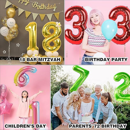 Smlpuame 40 inch Number Balloon 0-9 Red Large Number 60 Balloons,Digital Balloons for Birthday Party Celebration Decorations Supplies, Helium Foil Number Balloons for Wedding Anniversary