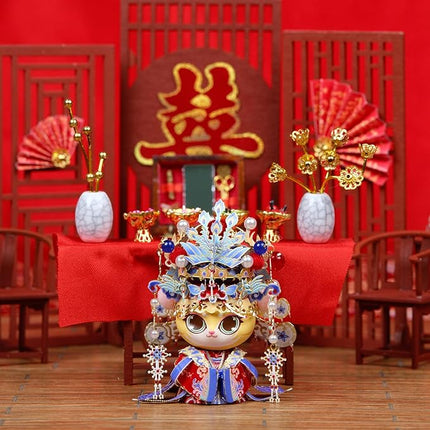 MU 3D Metal Puzzle for Adult Cat Couple,Chinese Bridal and Bride Figure Model Kits Brain Teaser Love Wedding Gift Home Decor