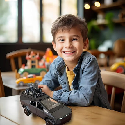 1:24 Camping RV Car Model Toys, Pickup Trailer RV Metal Pick-Up Truck Trailer Toy with Motorcycle Pickup Truck Model with Sound Light Pull Back and Super Realistic Exterior Vehicle Gifts（Dark Grey