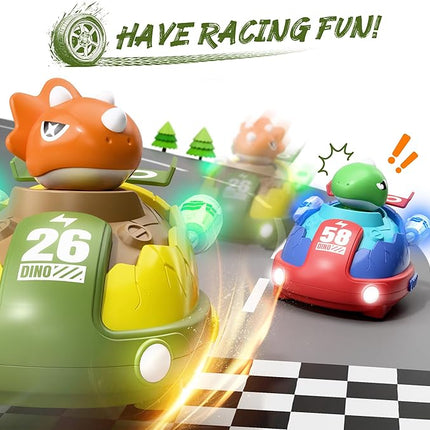 iPlay, iLearn Kids Dinosaur Remote Control Car Toys Set, Dino RC Race Vehicles Playset, Electronic Bump Pop Game, Cool Indoor Outdoor Birthday Gift 3 4 5 6 7 8-12 Years Old Toddlers Boys Children Teen
