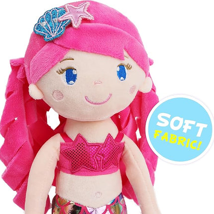June Garden 15.5" Sparkly Mermaid Larissa - Soft Mermaid Plush Stuffed Doll Gift for Toddler Girls