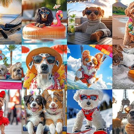 Lucky Puzzles - Dogs Gone Wild: Vacation Edition - 1000 Piece Jigsaw Puzzle for Adults | Fun and Whimsical Dog Puzzle | Best Dog Puzzle for Adults